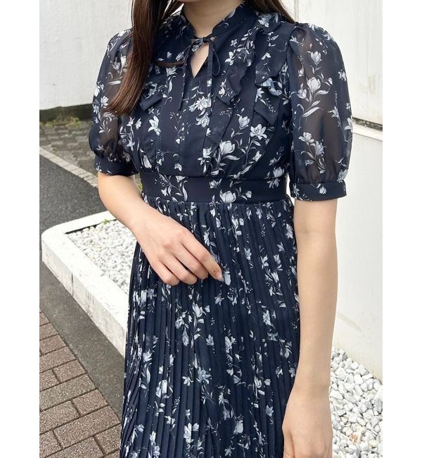 MERCURYDUO「花柄ラッフルプリーツティアードワンピース」|ワンピース|