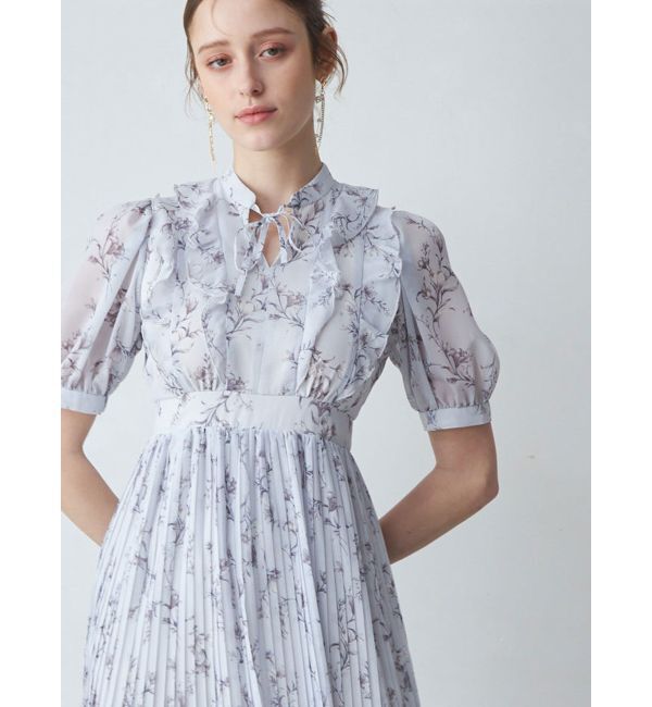 MERCURYDUO「花柄ラッフルプリーツティアードワンピース」|ワンピース|