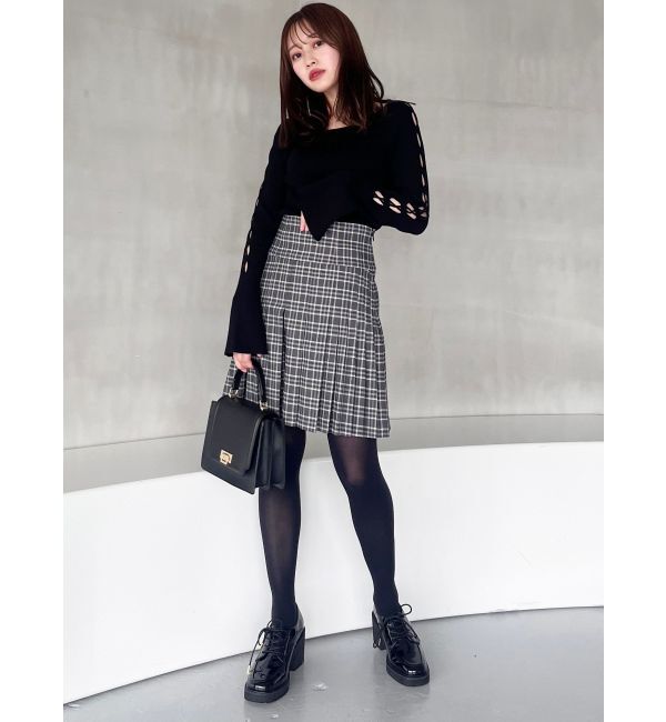 MERCURYDUO「【セットアップ着用可】ラップ風プリーツチェックミニスカパン」|その他|