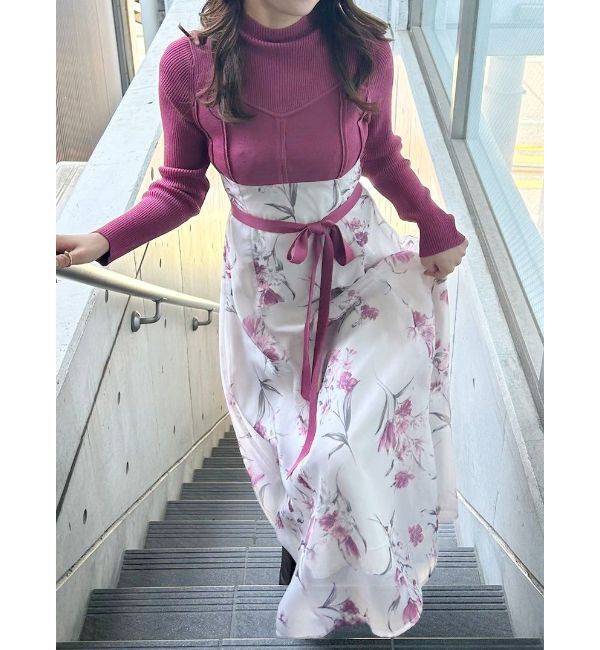 MERCURYDUO「フラワードッキングコルセットワンピース」|ワンピース|