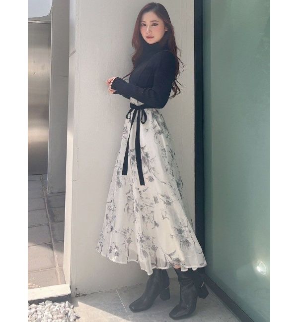 MERCURYDUO「フラワードッキングコルセットワンピース」|ワンピース|