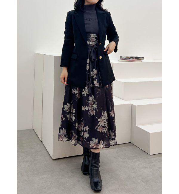 MERCURYDUO「フラワードッキングコルセットワンピース」|ワンピース|