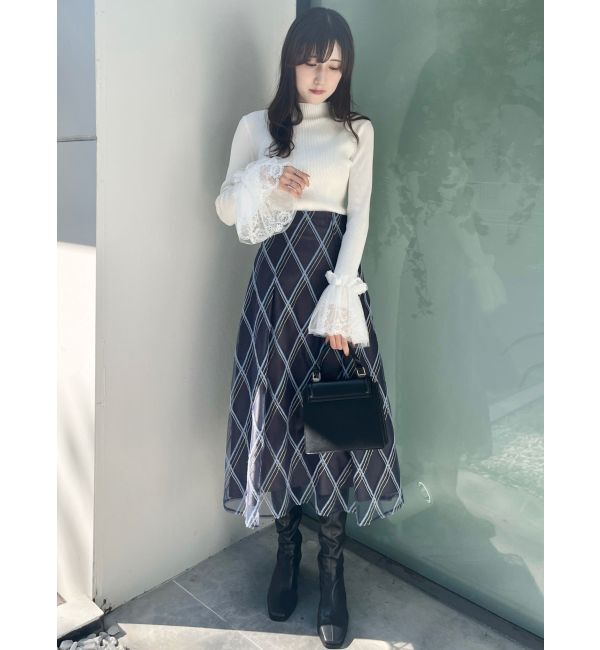 MERCURYDUO「異素材フレアスリーブニット」|ニット・セーター|