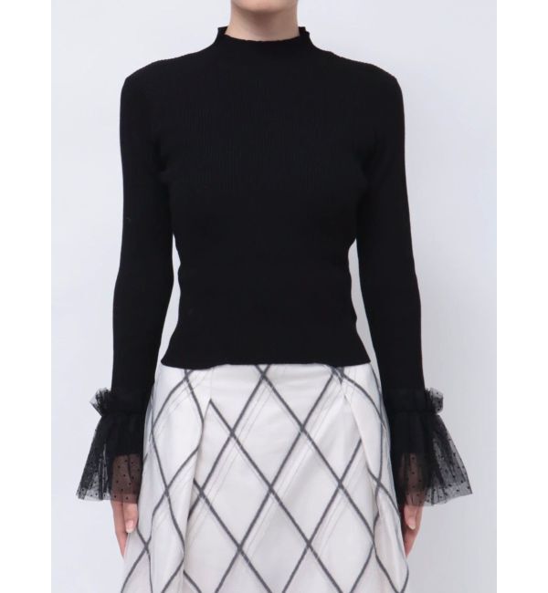 MERCURYDUO「異素材フレアスリーブニット」|ニット・セーター|