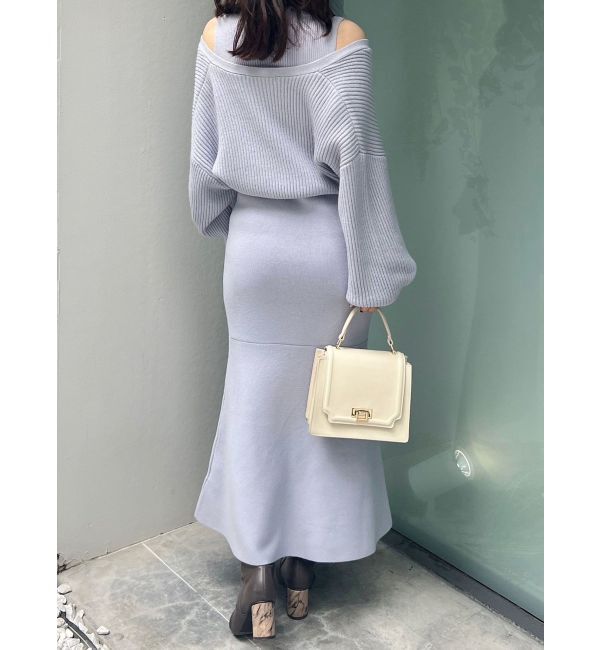 MERCURYDUO「チェーンボレロセットニットマーメイドワンピース」|ワンピース|