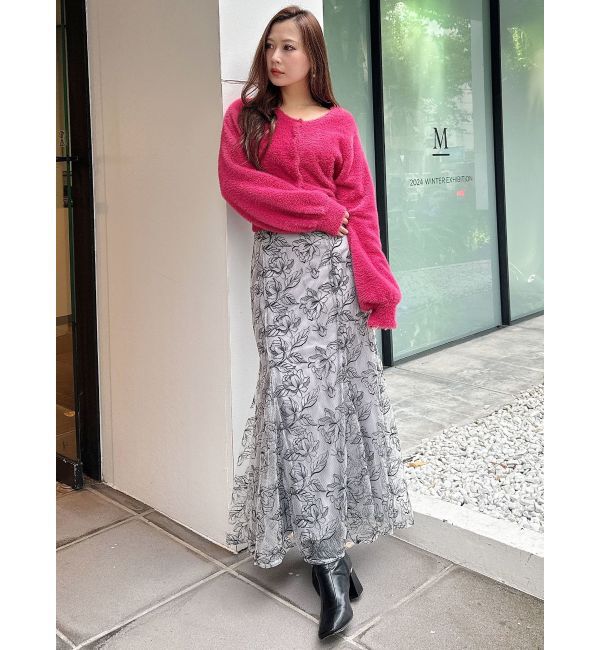 MERCURYDUO「ミニシャギーロングスリーブニットカーディガン」|カーディガン|