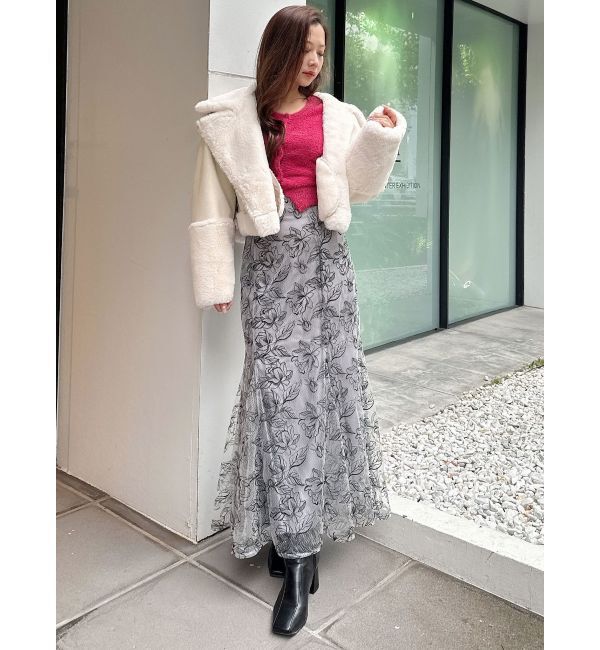 MERCURYDUO「ミニシャギーロングスリーブニットカーディガン」|カーディガン|