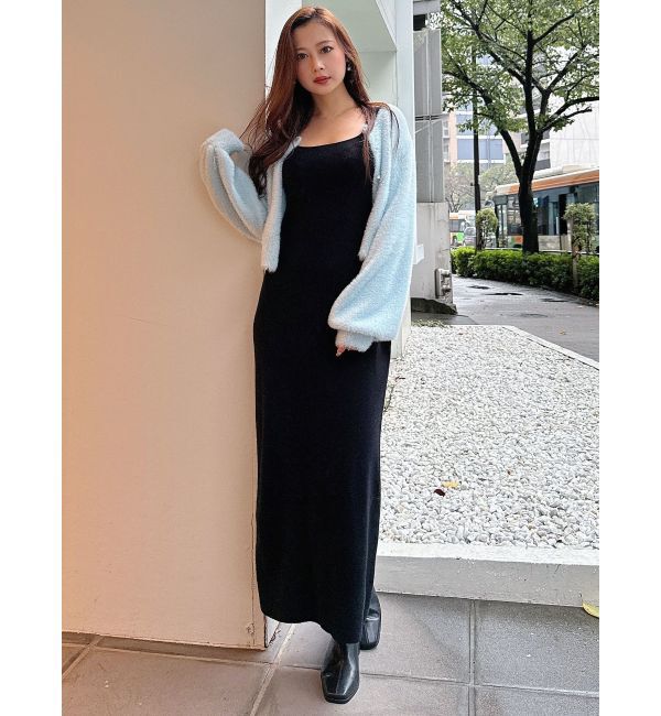 MERCURYDUO「ミニシャギーロングスリーブニットカーディガン」|カーディガン|