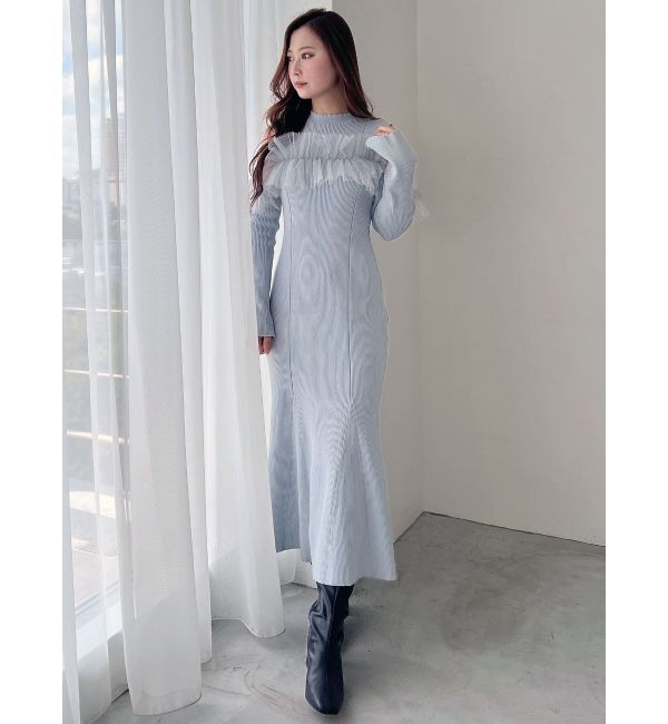 MERCURYDUO「チュールドッキングフレアマーメイドワンピース」|ワンピース|