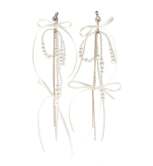 MERCURYDUO「デコラティブリボンピアス」|ピアス|オフホワイト