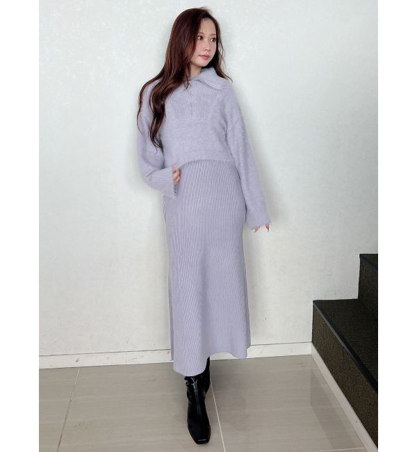 MERCURYDUO「ミニシャギーハーフジップニットセットワンピース」|ワンピース|