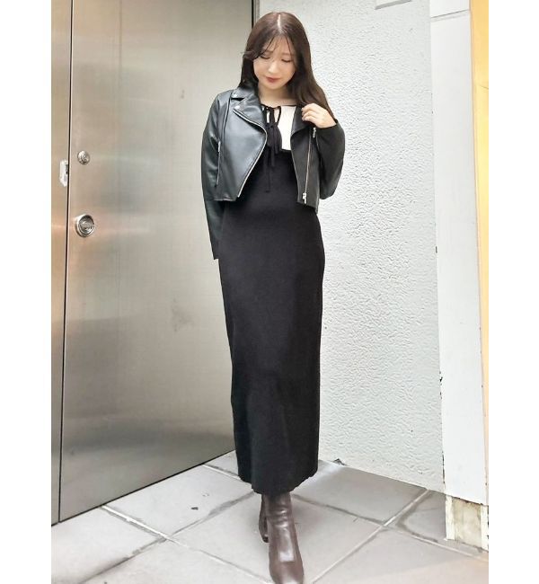 MERCURYDUO「3WAY配色ストラップバッククロスロングスリーブワンピース」|ワンピース|