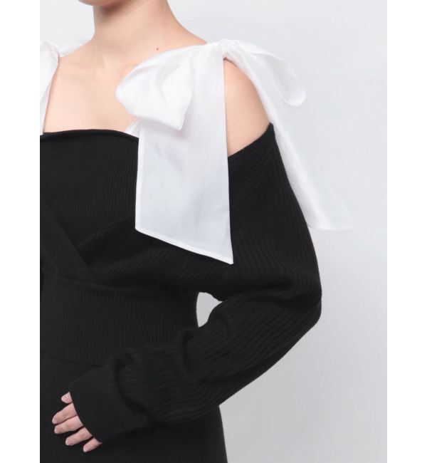 MERCURYDUO「2WAYショルダーリボンマーメイドニットワンピース」|ワンピース|