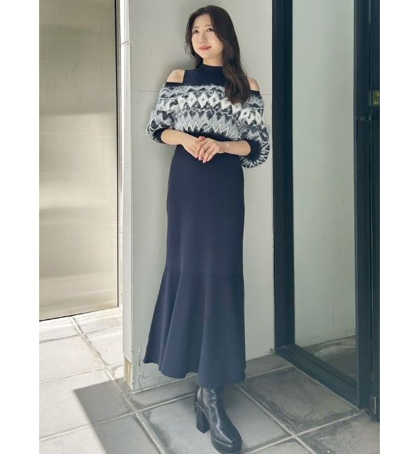 MERCURYDUO「ノルディックジャカードドッキングニットワンピース」|ワンピース|