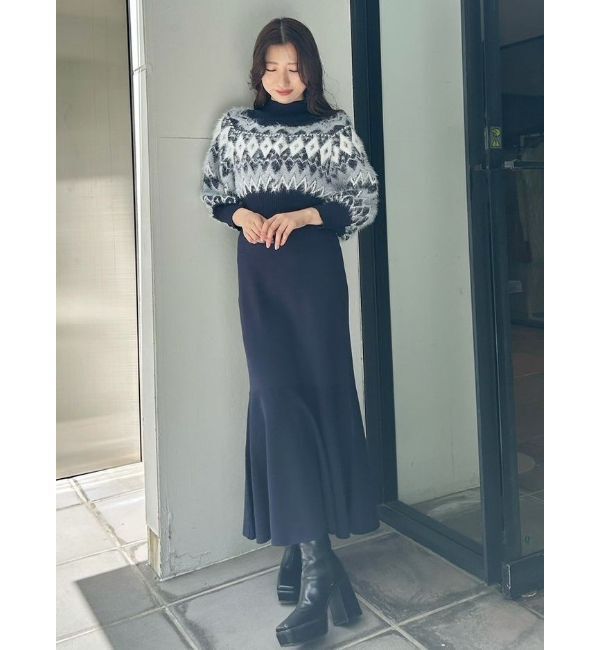 MERCURYDUO「ノルディックジャカードドッキングニットワンピース」|ワンピース|