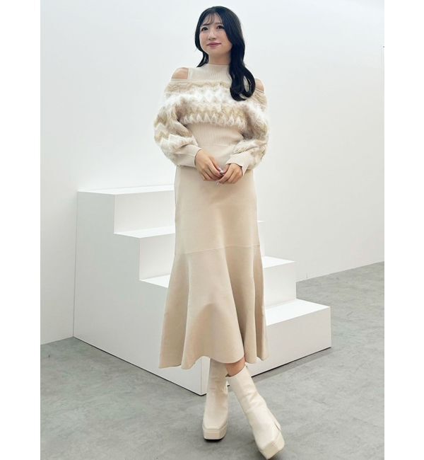 MERCURYDUO「ノルディックジャカードドッキングニットワンピース」|ワンピース|