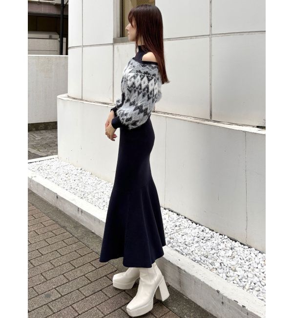 MERCURYDUO「ノルディックジャカードドッキングニットワンピース」|ワンピース|
