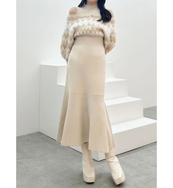 MERCURYDUO「ノルディックジャカードドッキングニットワンピース」|ワンピース|