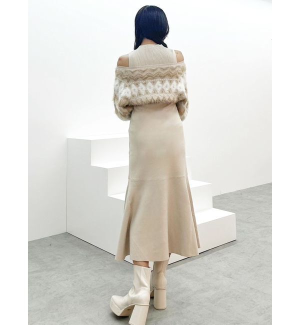 MERCURYDUO「ノルディックジャカードドッキングニットワンピース」|ワンピース|