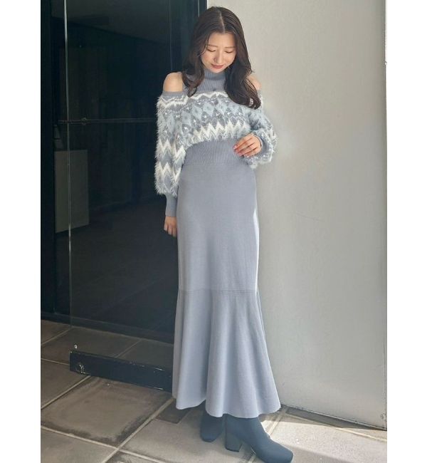 MERCURYDUO「ノルディックジャカードドッキングニットワンピース」|ワンピース|