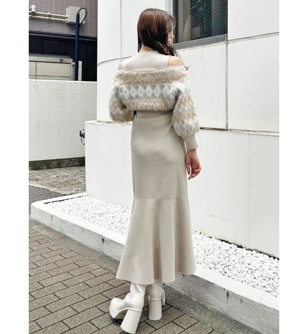 MERCURYDUO「ノルディックジャカードドッキングニットワンピース」|ワンピース|