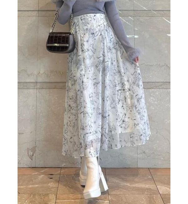 MERCURYDUO「星座モチーフプリントフレアスカート」|スカート|