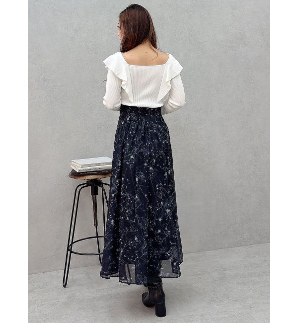 MERCURYDUO「星座モチーフプリントフレアスカート」|スカート|
