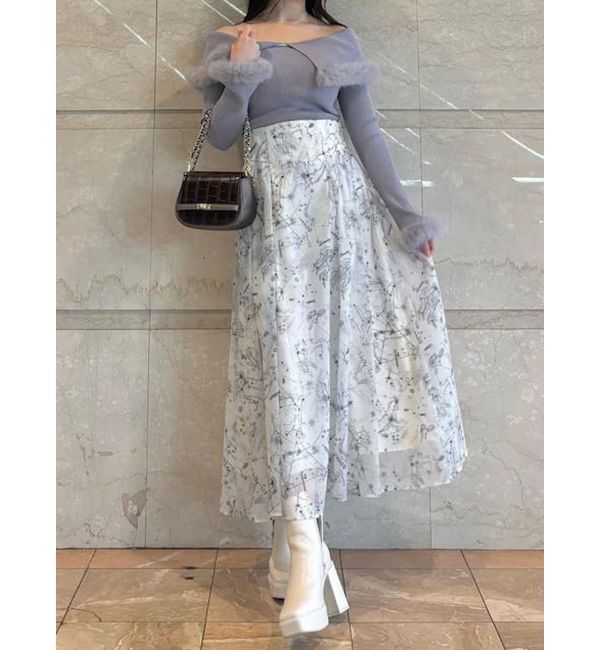 MERCURYDUO「星座モチーフプリントフレアスカート」|スカート|