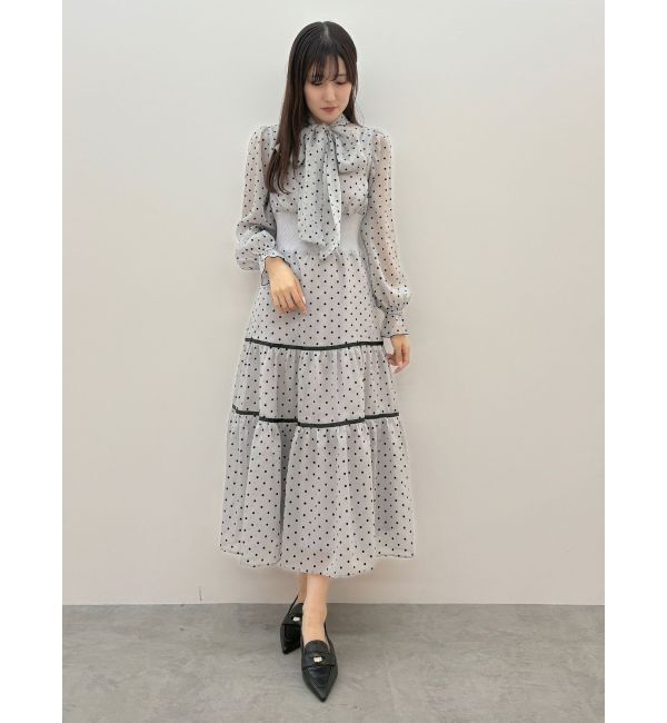 MERCURYDUO「前後2WAYリボンドットティアードワンピース」|ワンピース|