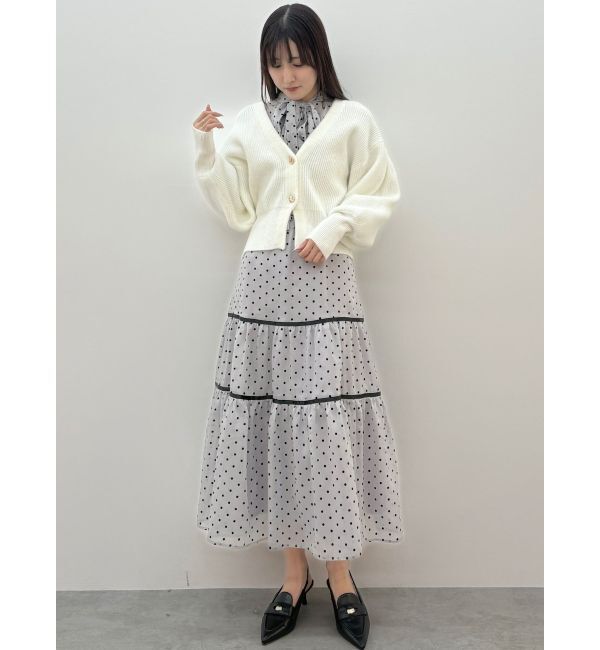 MERCURYDUO「前後2WAYリボンドットティアードワンピース」|ワンピース|