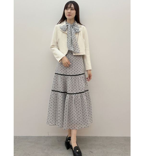 MERCURYDUO「前後2WAYリボンドットティアードワンピース」|ワンピース|