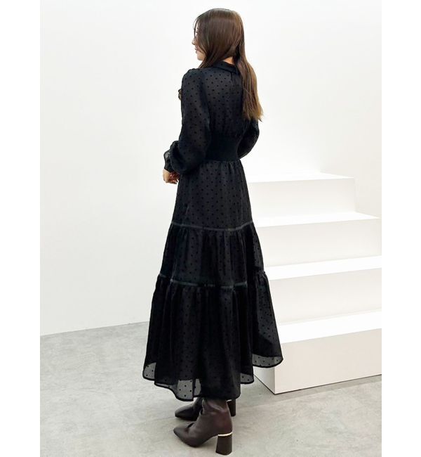MERCURYDUO「前後2WAYリボンドットティアードワンピース」|ワンピース|