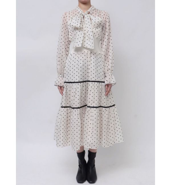 MERCURYDUO「前後2WAYリボンドットティアードワンピース」|ワンピース|