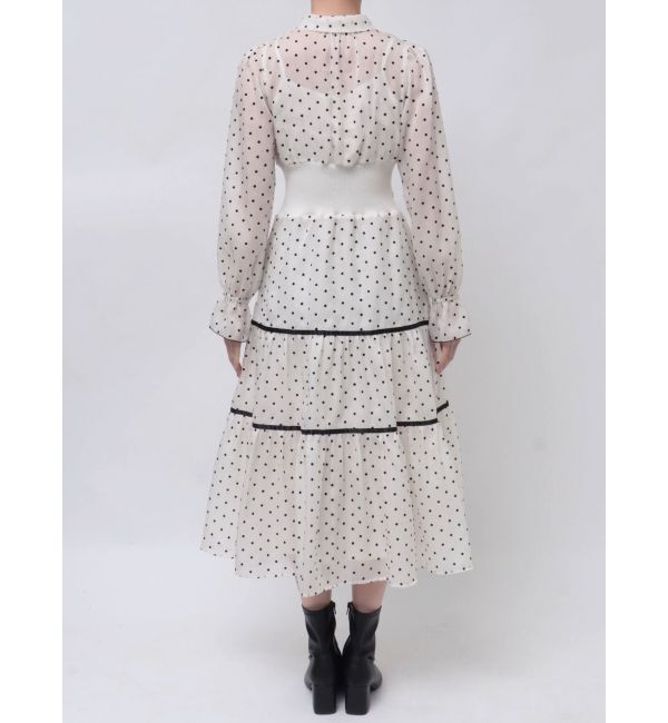 MERCURYDUO「前後2WAYリボンドットティアードワンピース」|ワンピース|