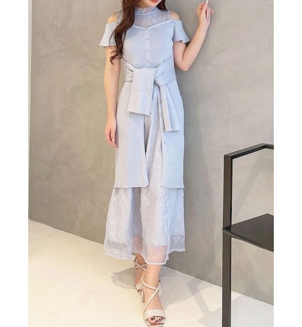 MERCURYDUO「レースツイストニットドッキングワンピース」|ワンピース|