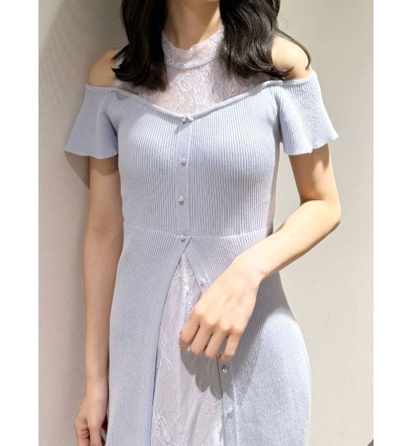 MERCURYDUO「レースツイストニットドッキングワンピース」|ワンピース|