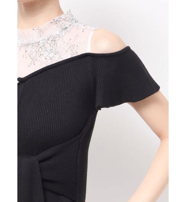 MERCURYDUO「レースツイストニットドッキングワンピース」|ワンピース|