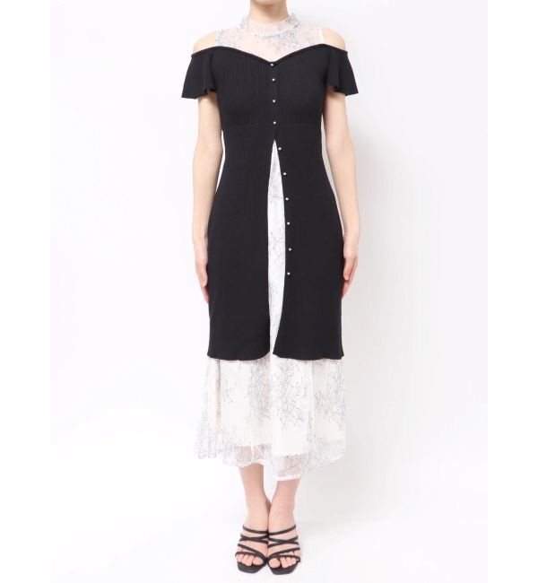 MERCURYDUO「レースツイストニットドッキングワンピース」|ワンピース|