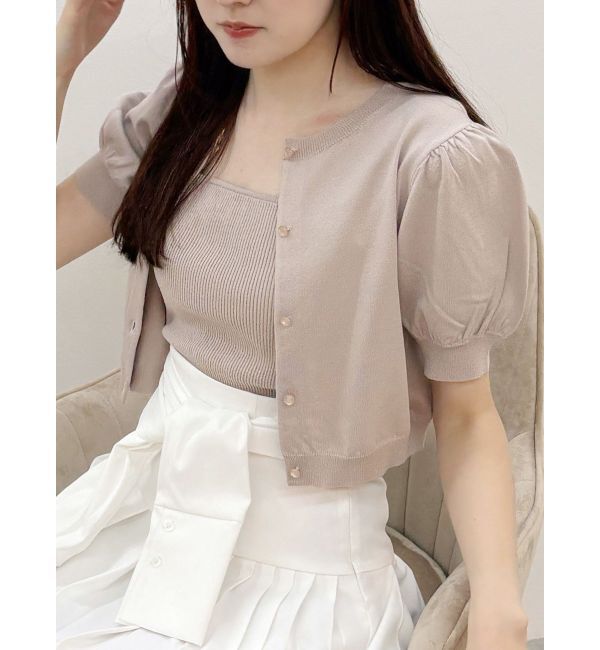 MERCURYDUO「クロップドニットアンサンブル」|カーディガン|ベージュ