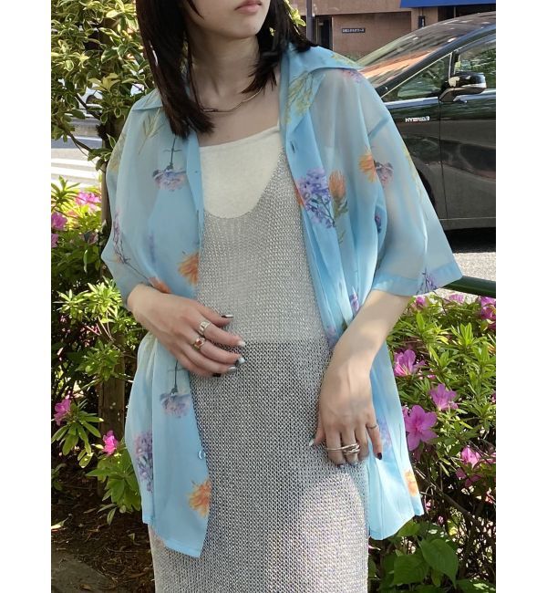 MURUA「フラワーシアーオープンカラーシャツ【WEB限定】」|シャツ・ブラウス|