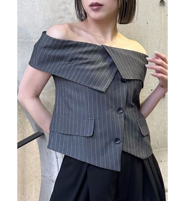 MURUA「オフショルマニッシュブラウス」|シャツ・ブラウス|グレー