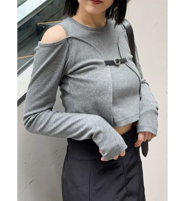 MURUA「ボレロレイヤードテレコトップス」|Tシャツ・カットソー|グレー