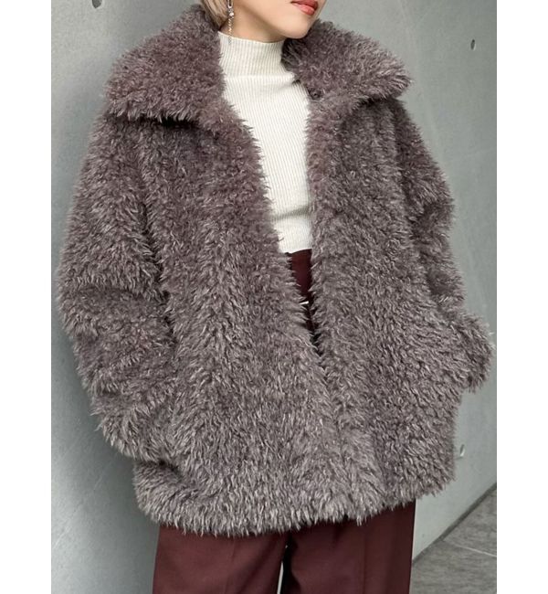 MURUA「カーリーフェイクファーブルゾン【2WAY】」|ブルゾン・スタジャン|モカ