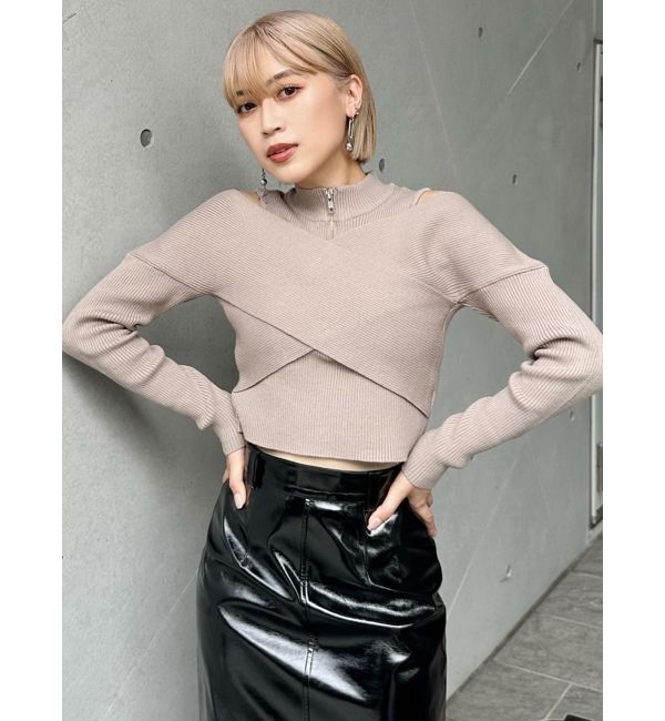 MURUA「カシュクールハーフジップトップス」|ニット・セーター|