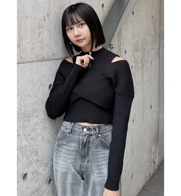 MURUA「カシュクールハーフジップトップス」|ニット・セーター|