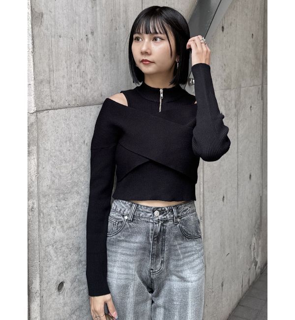 MURUA「カシュクールハーフジップトップス」|ニット・セーター|