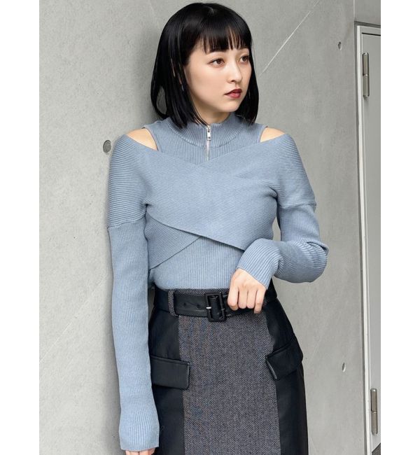 MURUA「カシュクールハーフジップトップス」|ニット・セーター|