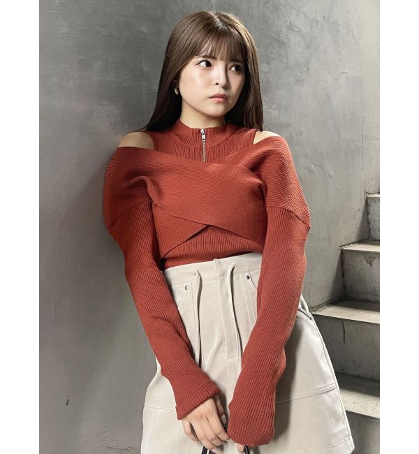 MURUA「カシュクールハーフジップトップス」|ニット・セーター|