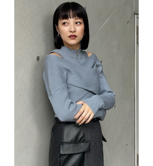 MURUA「カシュクールハーフジップトップス」|ニット・セーター|