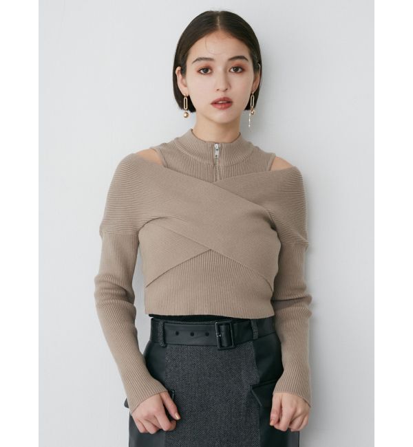 MURUA「カシュクールハーフジップトップス」|ニット・セーター|